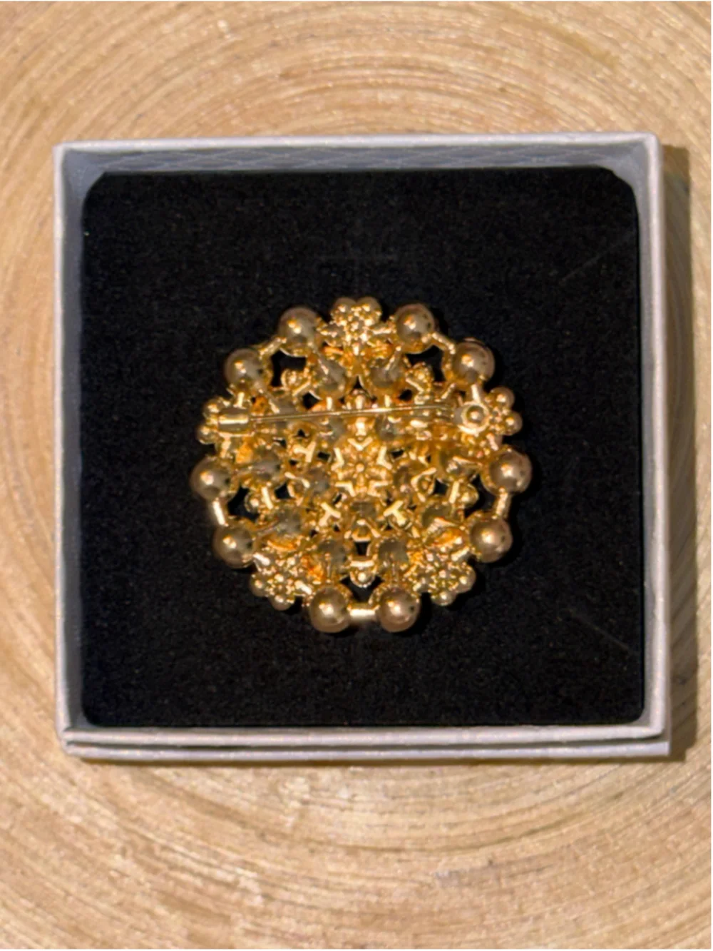 Women's Vintage Style Pearl and Rhinestone Brooch, Gold and White
